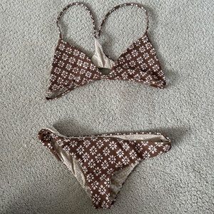 ACACIA swimwear brown/white bikini two piece set